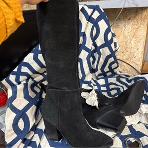 Steve Madden Black Suede Heeled Boots size 11